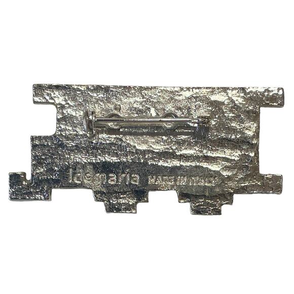 1990s IDEMARIA Italy Silver Metal Pavé AB Crystal Caboose Train Designer Brooch - Picture 2 of 3